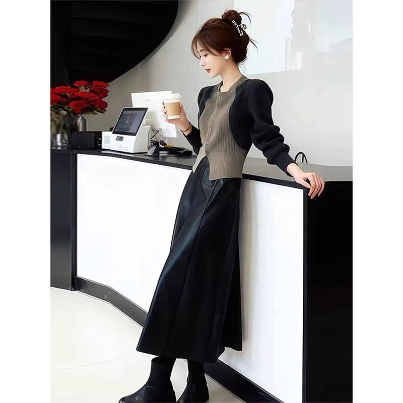 2026 Gradient Knit Sweater  High Waist Skirt Set - Women s Autumn/Winter Fashion Small