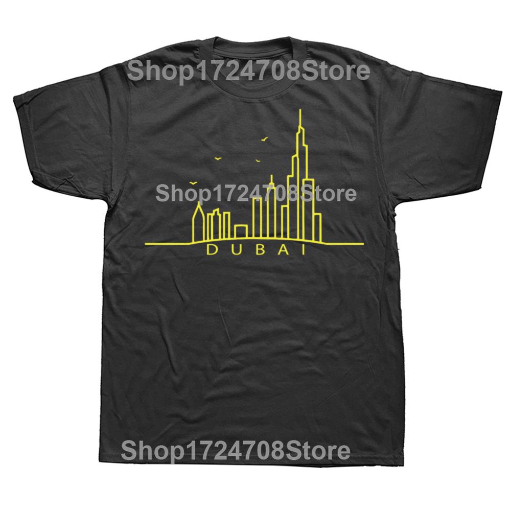 Funny Line Dubai Cityscape Classic Graphic T-shirts Men Women's Fashion Casual Tshirt 100% Cotton Loose Oversized T Shirt