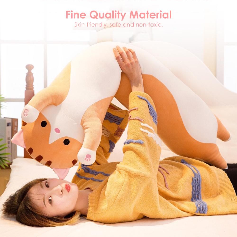 Cute Cartoon Cat Shaped Doll Toy Plush Toy Sleeping Long Throw Pillow Decorative Gift