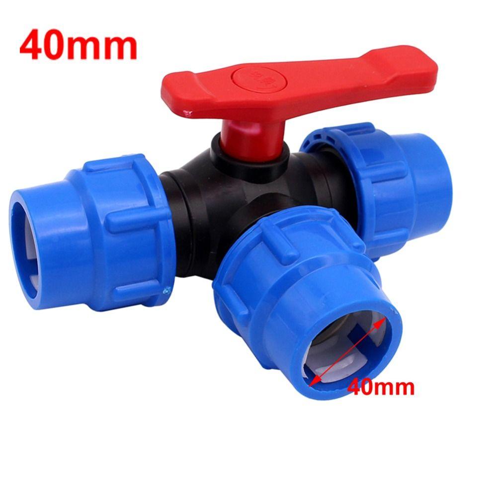 Irrigation 3-Way Ball Valve Plastic Water Pipe Fittings T-type PE Pipe Faucet Diverter  Garden