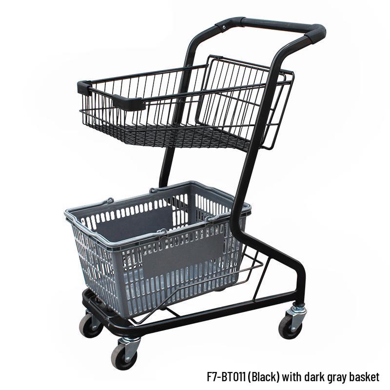 Jun Ding Ying F7 Pink Double-Layer Shopping Cart