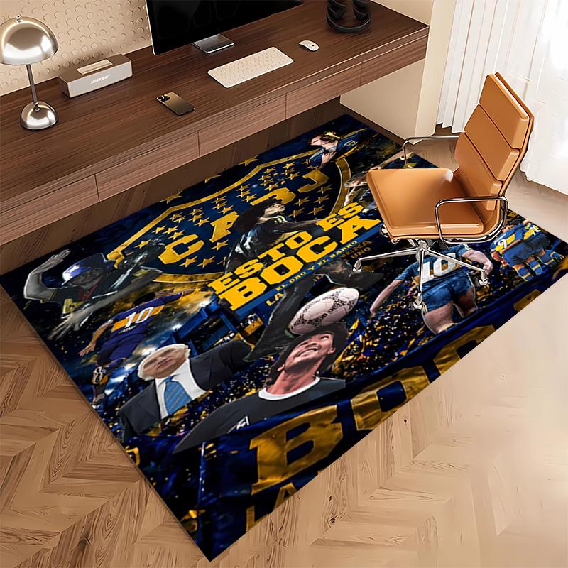 1pc Club Atlético Boca Juniors Print Area Rug - Soft, Washable Non-Slip Indoor Mat, Living Room, Home Office Decorative Rug,Office Decorative