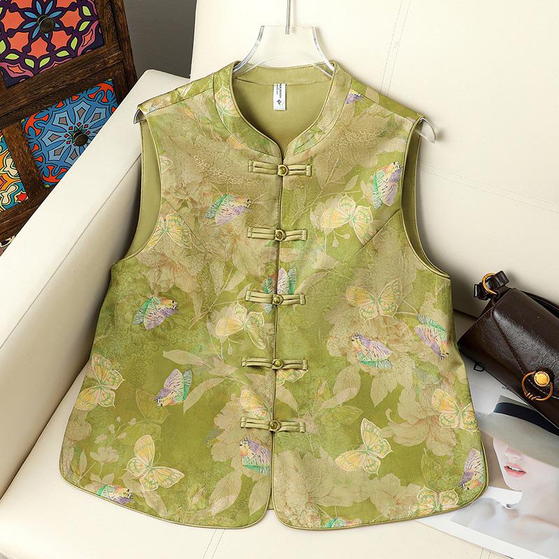 New 2025 Stylish Frog Button Chinese Vest for Middle-Aged & Elderly Women - Perfect for Mother's Day