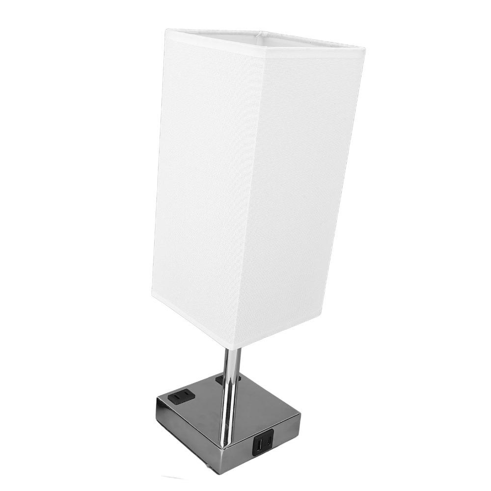 110-240V USB Bedside Table Lamp Fabric Lampshade Desk Light Modern LED Nightstand Light  Study Room