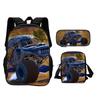 Monster Jam Backpack Pencil Box Shoulder Bag 3Pcs Set Cartoon Printed New Trendy Student School Best Campus Companion