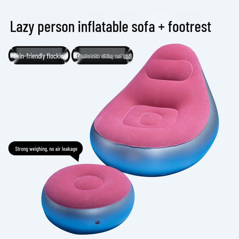 Thickened Inflatable Foldable Flocking Sofa Lounge Chair with Footrest