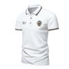 Trend Hub New Men's Casual Embroidery Short Sleeve Polo Shirt Fashion Solid Color Top