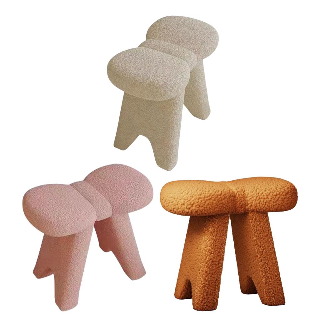 Vanity Stool Chair Lambswool Foot Stool for Makeup Room Living Room Bedroom