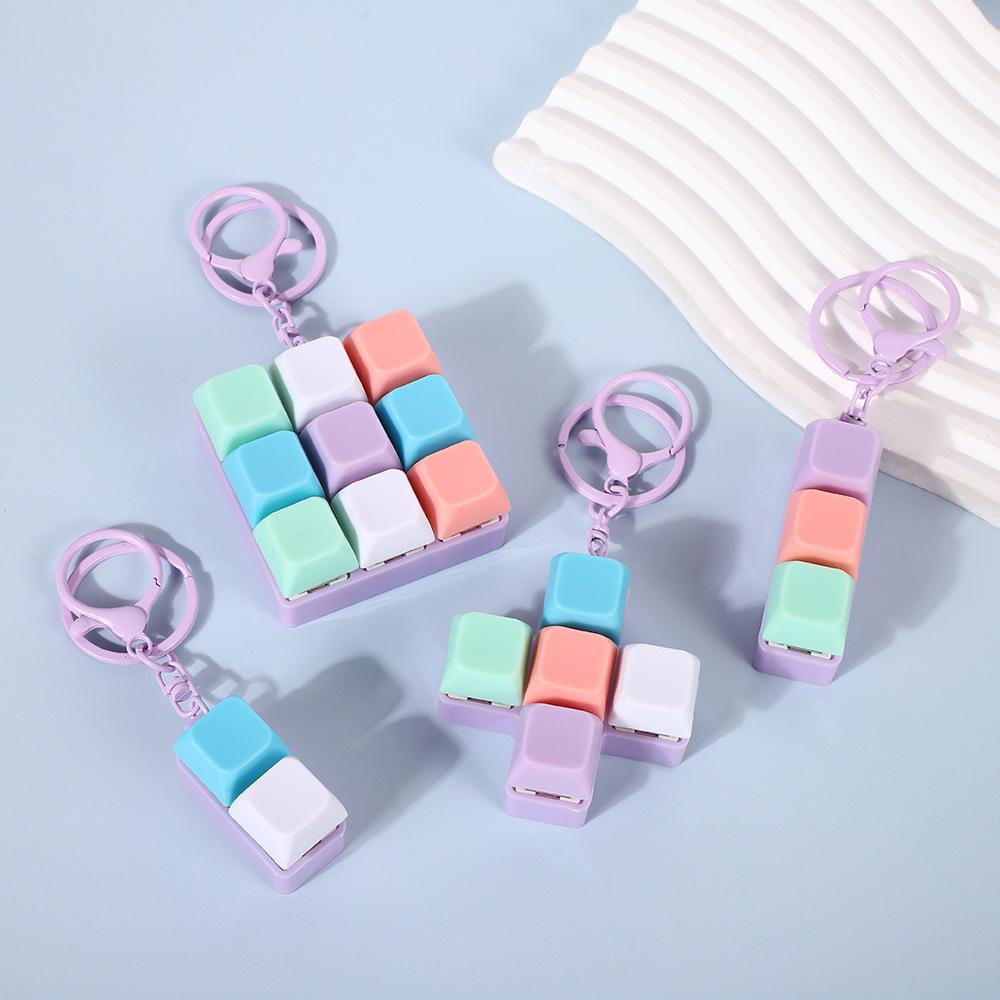 Tetris Fingertips Press Creative Buttons Keychain Design Portable Decompression Artifact
