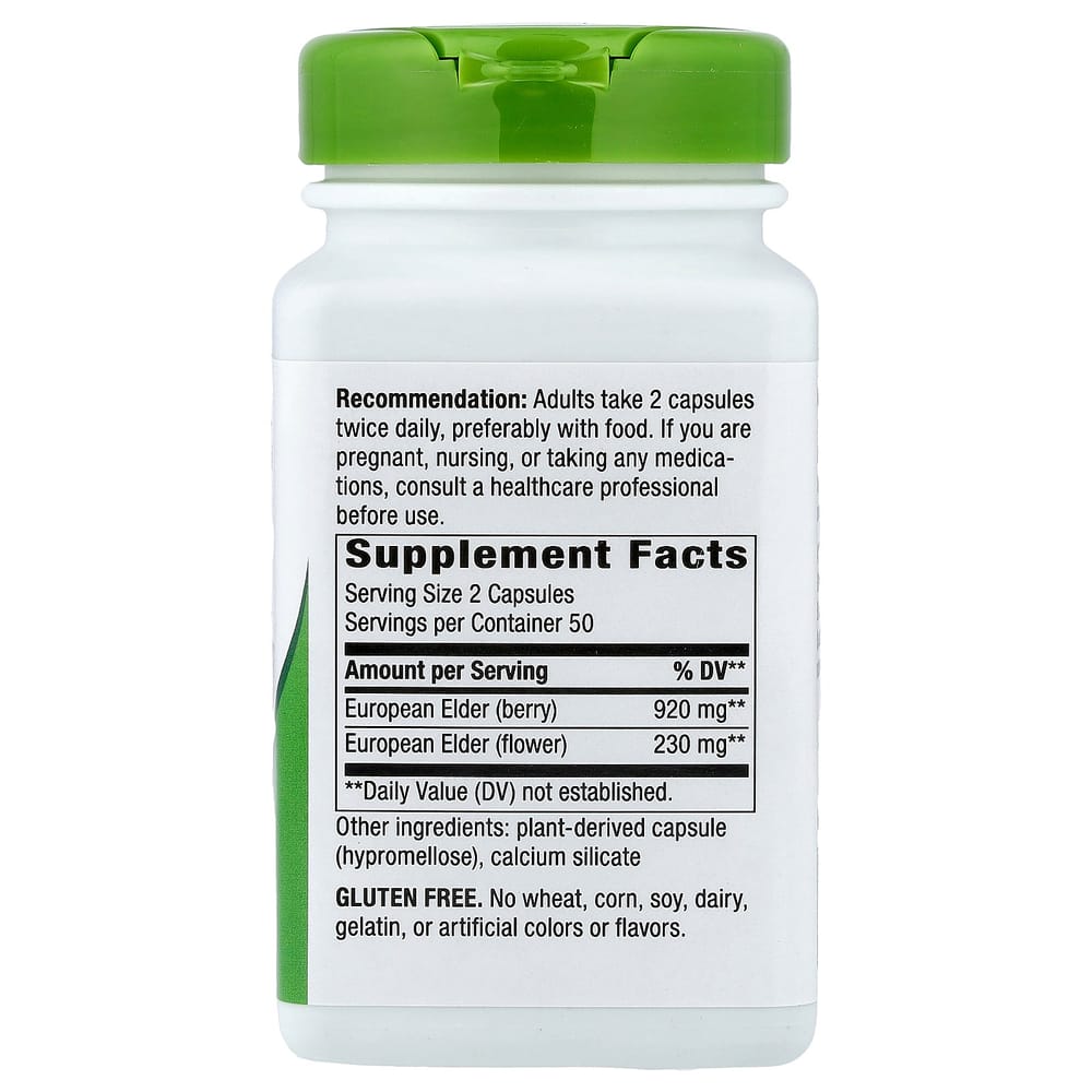 Nature's Way Black Elderberry 1150mg Veggie Capsules, 100 Counts