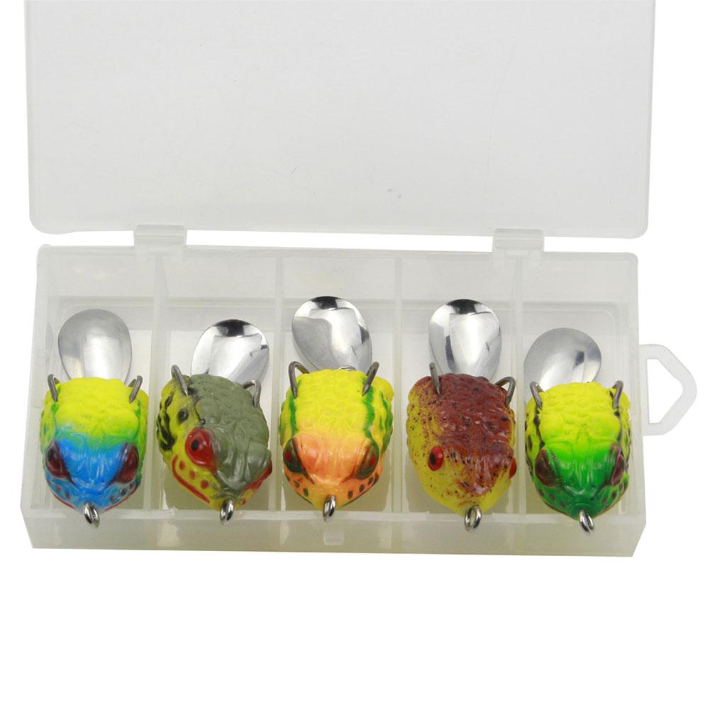 

5pcs Mini Frog Soft Bait 25mm 3g Bionics Sequin Frog Bait Double Hide Hook Artificial Lifelike Thunder Frog Lure Fishing Wobbler