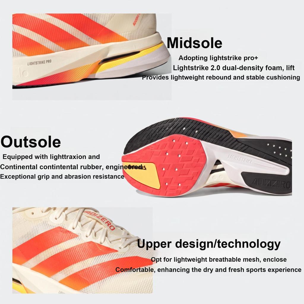 adidas Adizero Boston 13 Lightweight Breathable Low-Top Casual Running Shoes Unisex Sneakers HQ7412
