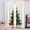 2pcs,2D Plane Printing Curtains&Window Treatment Christmas Tree Ornaments Watercolor Versatile Polyester Fabric (without Rod)