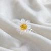 Handmade Glaze Glass Flower Ring Crystal Daisy Sunflower Jewelry Accessories for Women Exquisite Small Clover Rings Girls Gift
