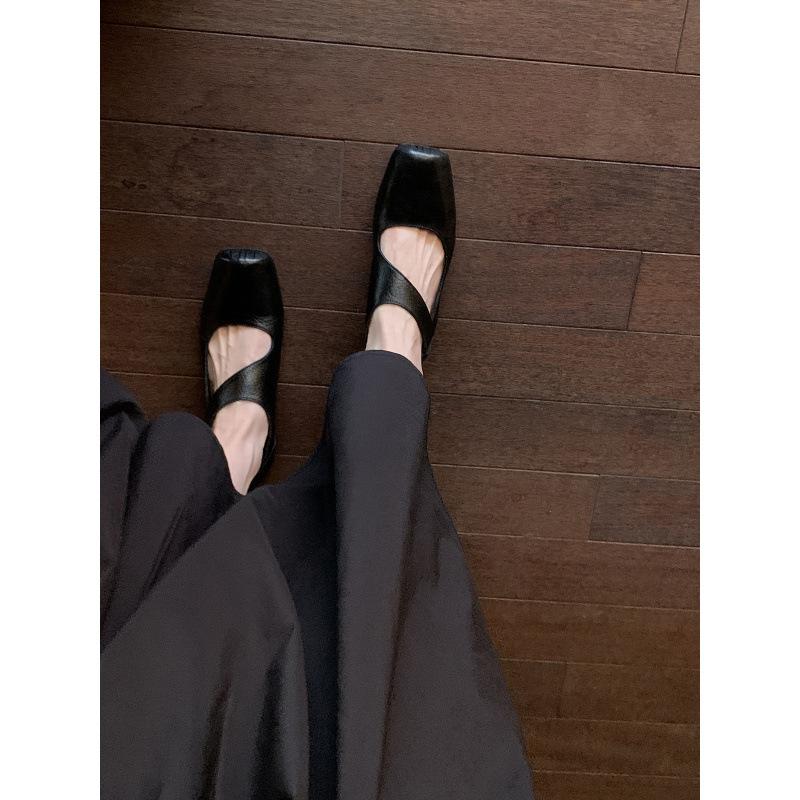 

Sheepskin version~ high-end leather square head thick heel small leather shoes single shoes women s ballet style medium high heel Mary Jane ladyshoes 35