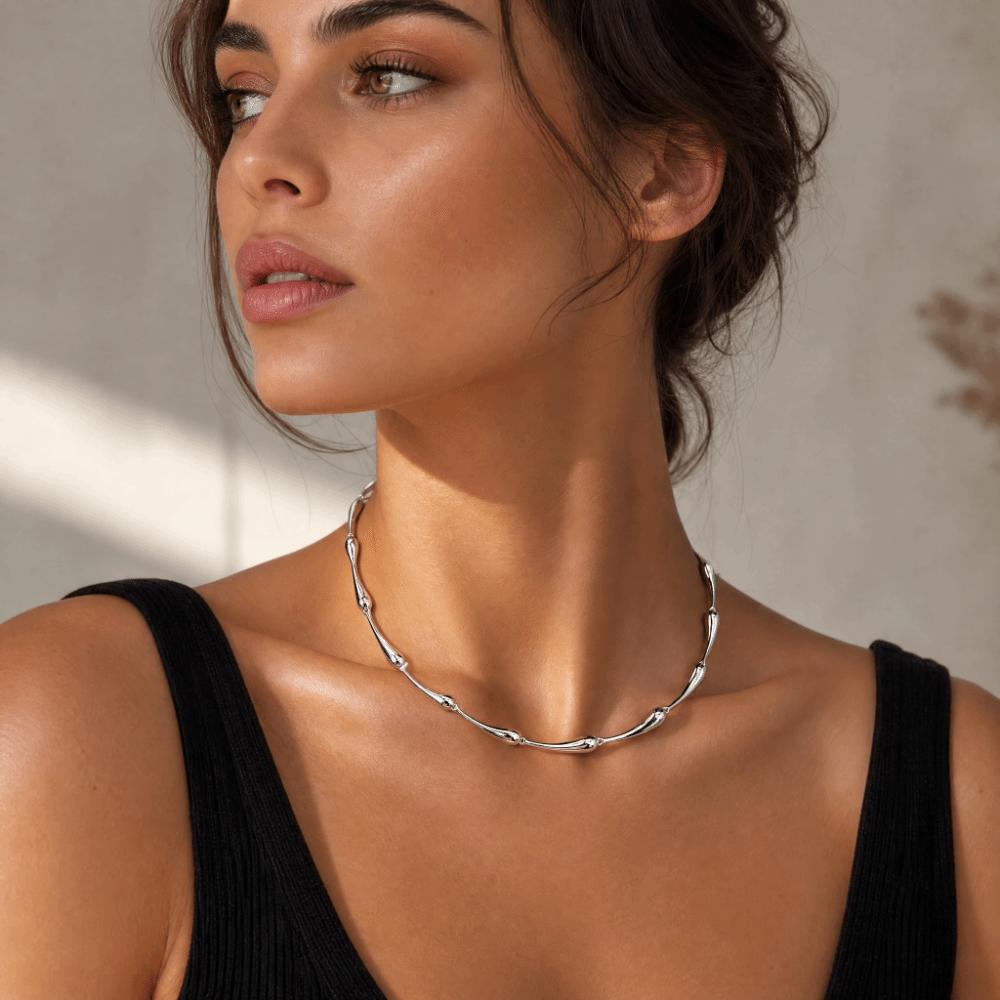 Zinc Zinc Alloy Clavicle Chain Silver Color Snake Bone Chain Creative Punk Necklace Gifts