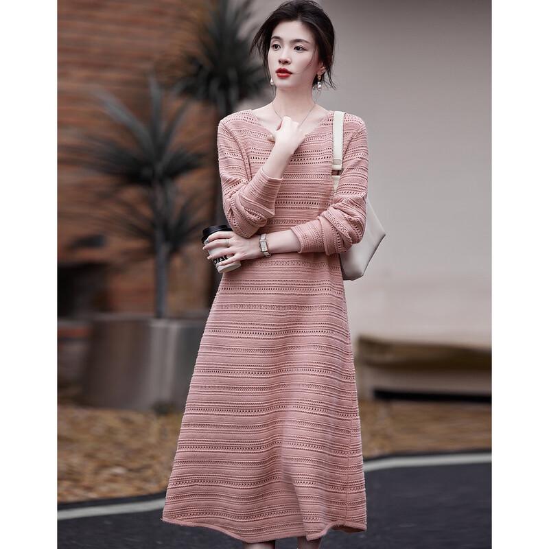 Demana French Retro Breathable Knit A-Line Dress