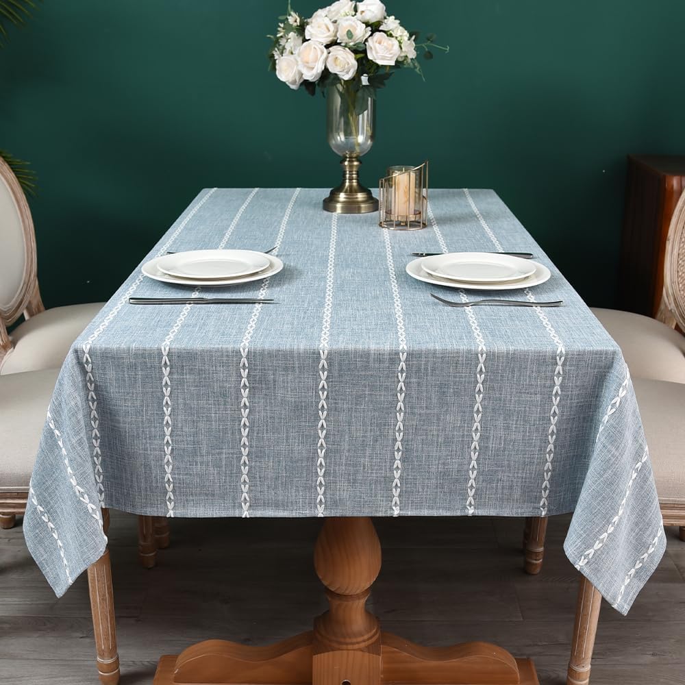 Sage Green Tablecloth Embroidery Rectangle Wedding Decoration For Kitchen Party Wedding Outdoor Farmhouse Soft Table Cover