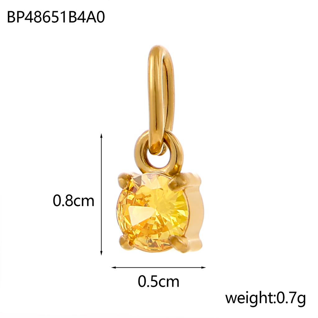 CARLIDANA Good Quality Long Lasting Color Retention Stainless Steel Gold-Plated Colorful Inlaid Transparent Zircon Pendant Charm