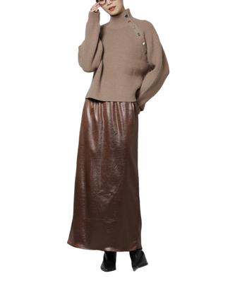 Nano Universe Shiny F Women's Leather-Like Skirt, 050, Brown, 673-5230315
