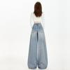 Autumn Women's Wide-Leg Jeans - Wrinkled Cat Whisker Design with Draped Look