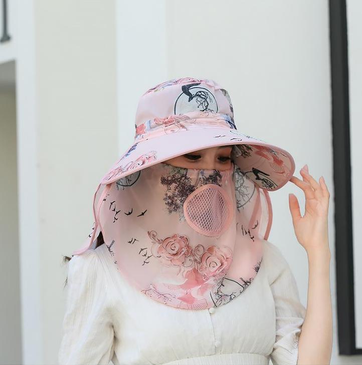Hat Women'S Summer Thin Outdoor Sun Hat Mouth Mask Anti-Ultraviolet Work Sun Hat Cover Face Tea Picking Sun Hat