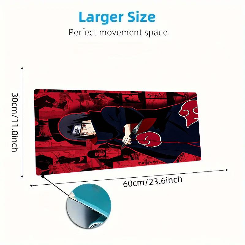 Uchiha Sasuke Mouse Pad, Large Gaming Desk Mat, Non-slip XXL Mousepad for Laptop & Tablet, Mini PC Playmat with Stitched Edges