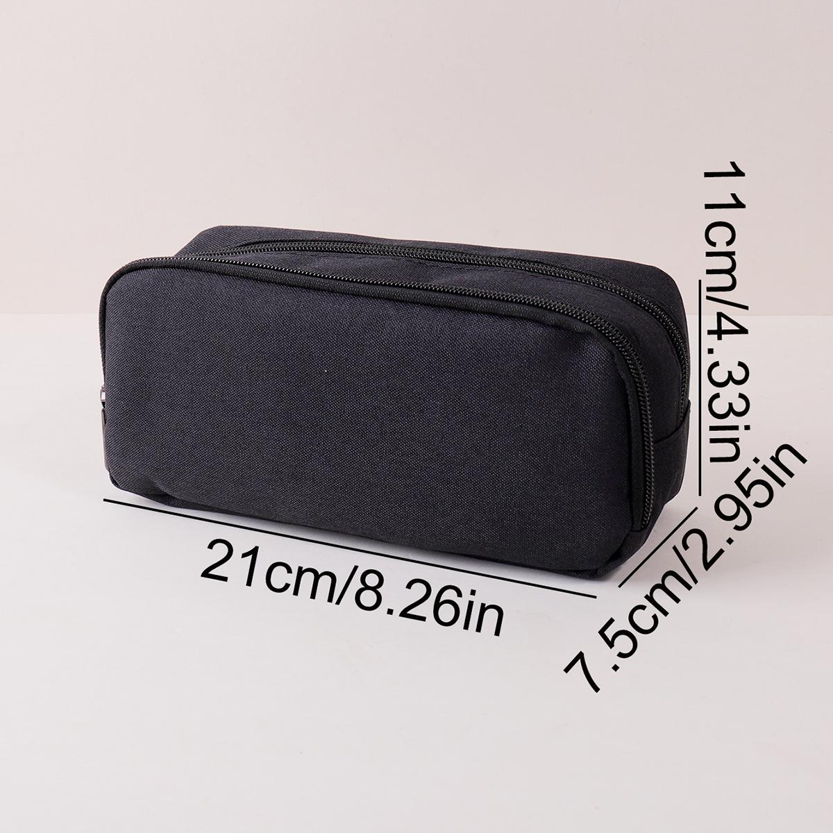 

Minimalist Black Double Zipper Pencil Case Large Capacity Portable Pencil Pouch Stationery Organizer Student School Supplies чёрный