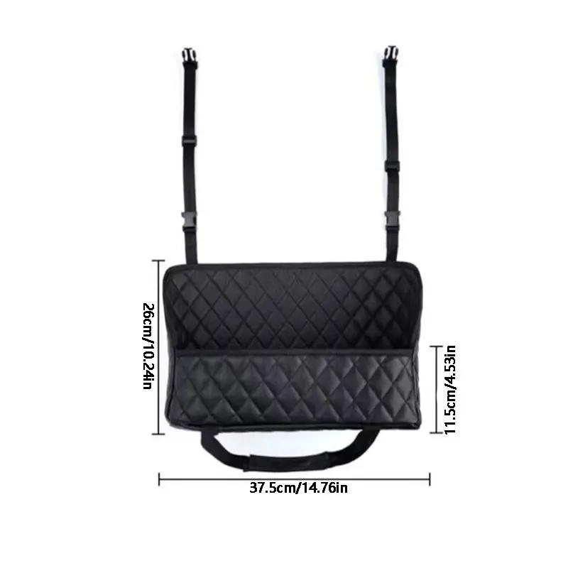 1PC Car Utility Organizer Leather Hanging Put Bag Blocking Storage Between Seats Car Simple Convenient Storage Mesh Pocket