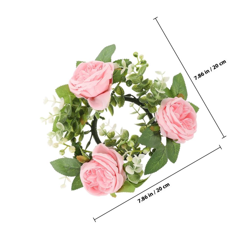 Ring Wreath with Realistic Artificial Roses Leaves for Party Decoration Wall Door Table Use Wedding Table Centerpiece