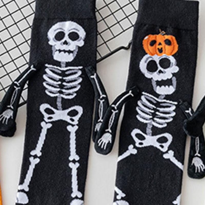 Creative Embroidery Skeleton Hand Design Cotton Halloween Ankle Socks Unisex Comfortable Casual Wear Party Accessory