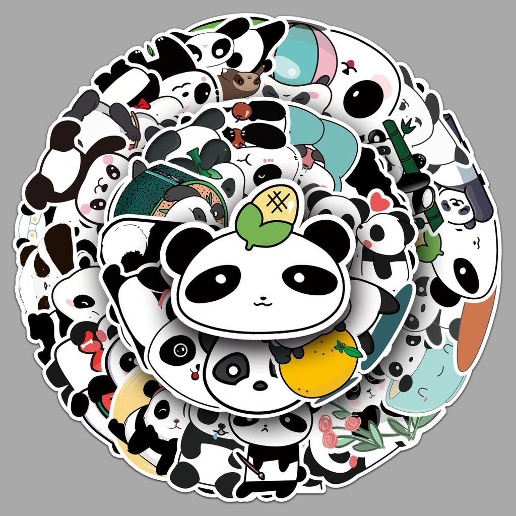 50 Panda Stickers - Trendy Graffiti for Laptops, Suitcases, Cars, and More