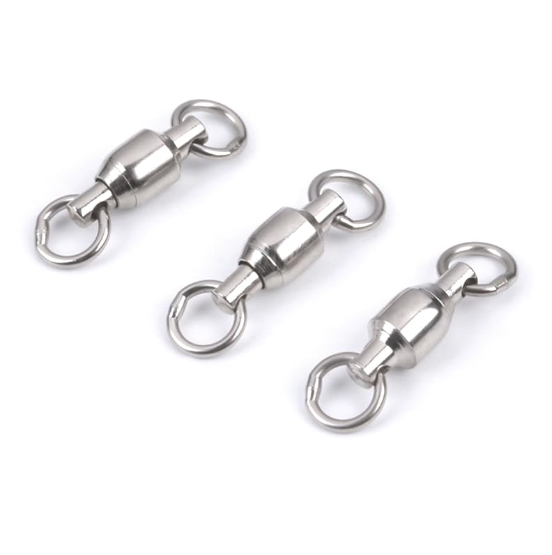 Ball Bearing Swivels 11 Sizes Stainless for Fishing from Delicate Small Fish to with Welded Bearings to Prevent Twisting #5, 30-Piece Set, Available,