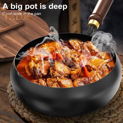24cm Cast Iron Wok Pan with Lid and Spatula - Coating-Free, Non-Stick Technology, Ideal for Traditional Chinese Cooking