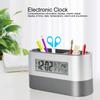 Innovative Pen Holder LCD Digital Electronic Clock with Perpetual Calendar Temperature Display
