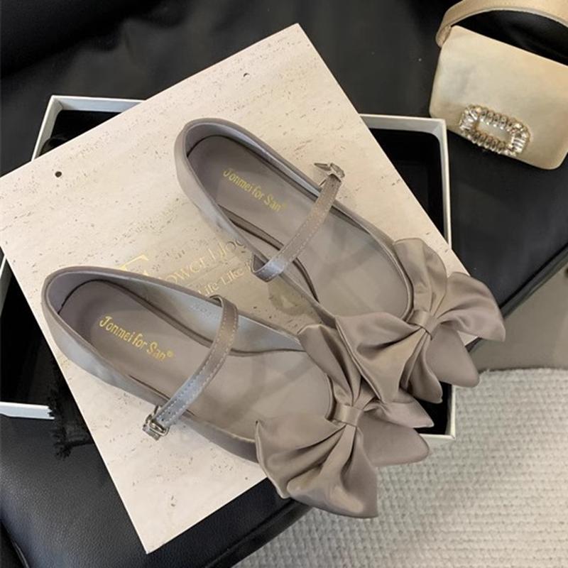 Fashion SUOJIALUN 2025 Spring New Brand Women Flat Shoes Fashion Big Bow-knot Ladies Elegant Mary Jane Shoes Square Low Heel Boat Shoes