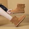 Genuine Leather Winter Fur Shoes Women Snow Boots Warm Plush Flat Non-slip Fashion Brand Ladies Ankle Suede Boots