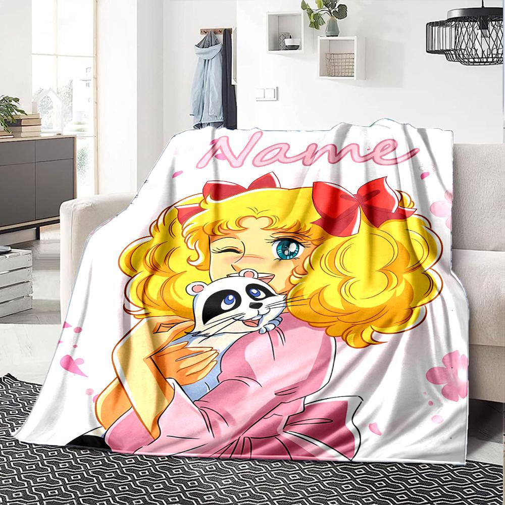 Customiz Name Personality Candy Candy (2) Blanket Soft &Warm Sofa Office Bed Travel Lunch Break Blanket, Gift Suitable for All Seasons