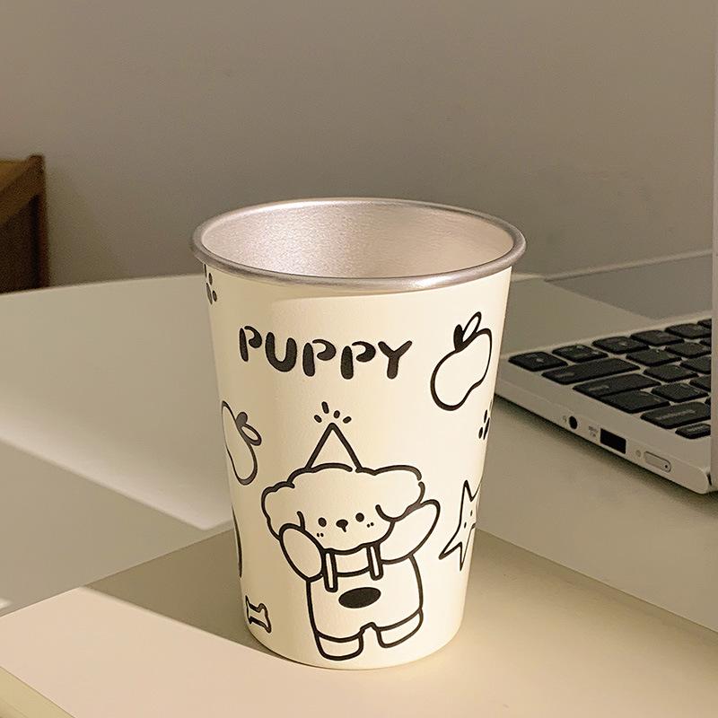 304 Stainless Steel Cute Cat Design Toothbrush Rinsing Cup 301-400ml
