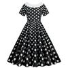 Z Summer Hot Sale Women's Clothing Crew Neck Short Sleeve Polka Dot Printing Retro Back Bow Pendulum Dress