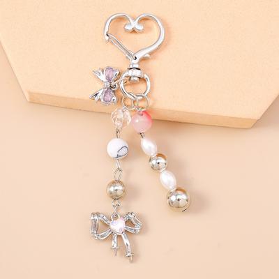 Cute Keychain Elegant Decorative Key Chain Bow Pearl Keychain High-Quality Sweet Heart Charm Key Ring For Back-To-School Gifts
