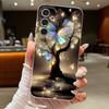 Shining Fantasy Tree Butterfly Pattern Case For Samsung Galaxy A57 A56 A55 A54 5G A37 A36 A35 A34 A17 A16 A15 A14 Leather Texture Silicone Cover