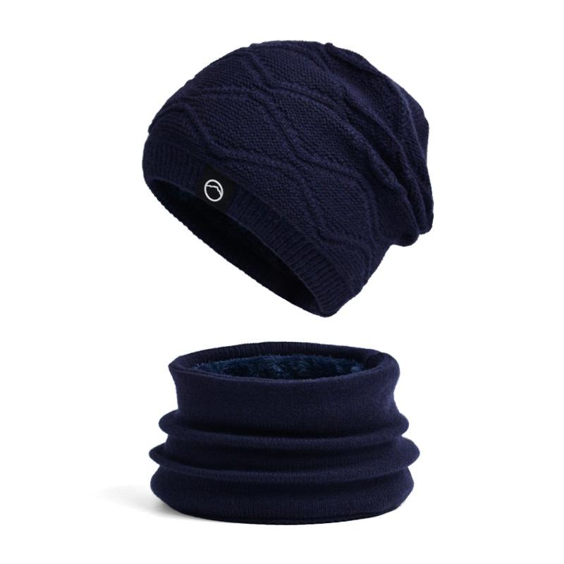 Winter hat, scarf, two-piece cover, women's outdoor velvet, thermal ear protector, muff, knitted wool hat.