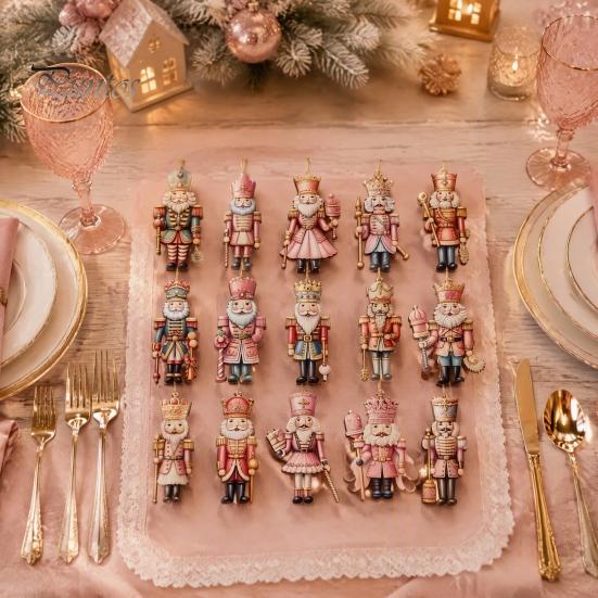 Christmas Tree Hanging Nutcracker Ornaments for Tree, Wooden Soldier Exquisite Photo Props Decoration, 2D Flat Pendants Xmas Holiday Party Decor