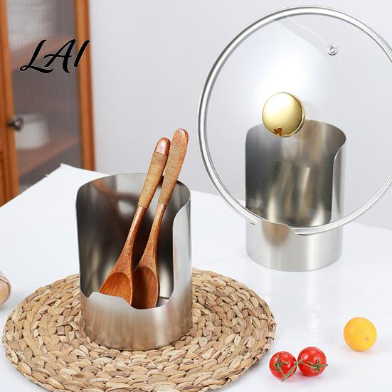 Space Saving Spatula Spoon Rest Stainless Steel Pot Lid Organizer Vertical Cutting Board And Metal Cover Drying Rack Holder