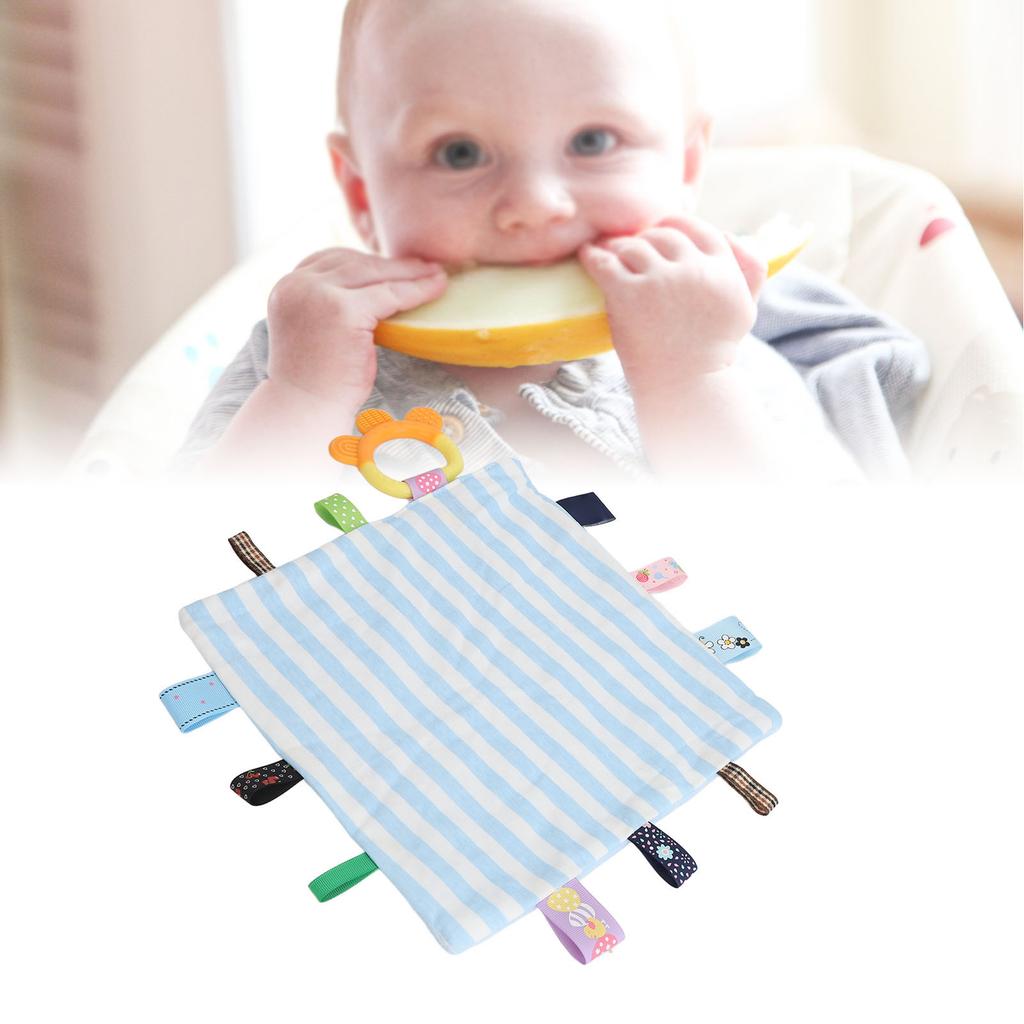 Babyetiketten Sicherheitsdecke Sensorische Beruhigungsdecke Bunte Etiketten Reine Baumwolle Weiche Bettdecke Sensorisches Spielzeug