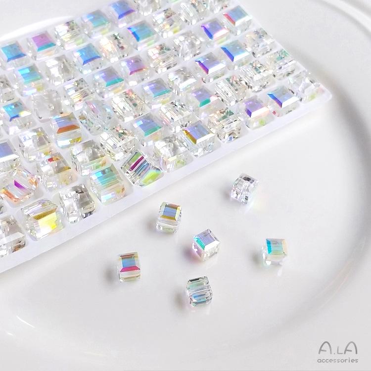 Iridescent Austrian Crystal Sugar Cube Beads for DIY Jewelry and Earrings