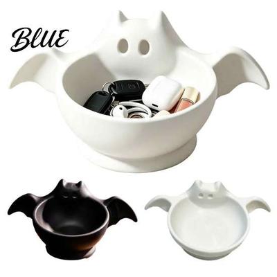 Schattig Spook Beeldje Kom Halloween Snoepkom Vleermuis Vorm Keramische Serveerschaal Decoratief voor Snacks Tafelblad Decoratie Feest En Huis Opslag Vormgegeven