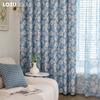 1PC LOZUJOJU Literary Pastoral Style Blue Flower Printed Curtain Full Blackout Curtains for Bedroom Living Room Balcony Window for Home Decor