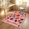 Beetle Floral Theme Soft Crystal Velvet Rug Custom Name & Text Print Non Slip Floor Rug for Bedroom Living Room